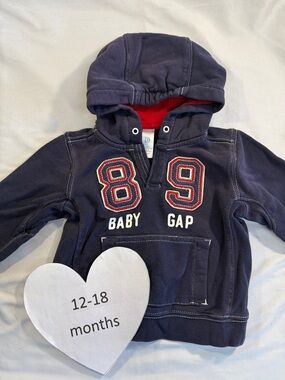 GAP Kids - Navy Pullover Hoodie with Red Accents